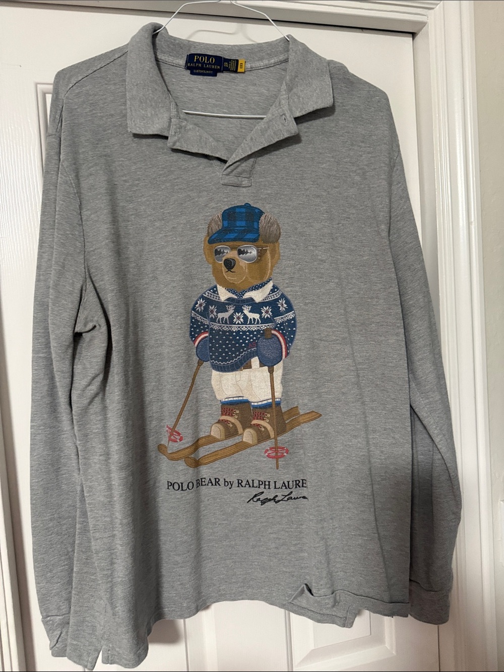Polo by Ralph Lauren Men’s Gray Polo Bear Long-Sleeve po